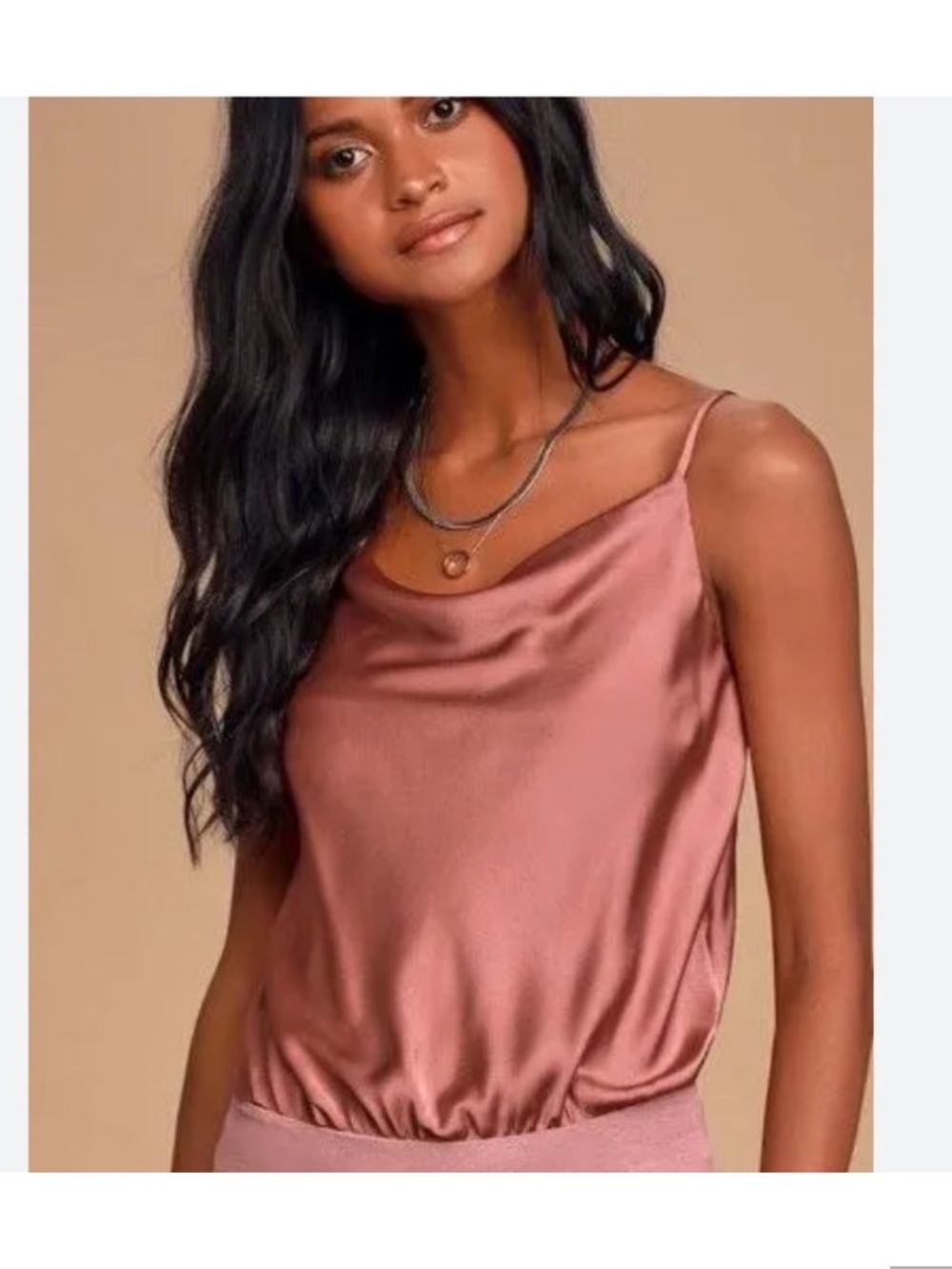 *Bundle 3+ for $5 each* Lulu's Satin Cowl Neck Cami in Rose